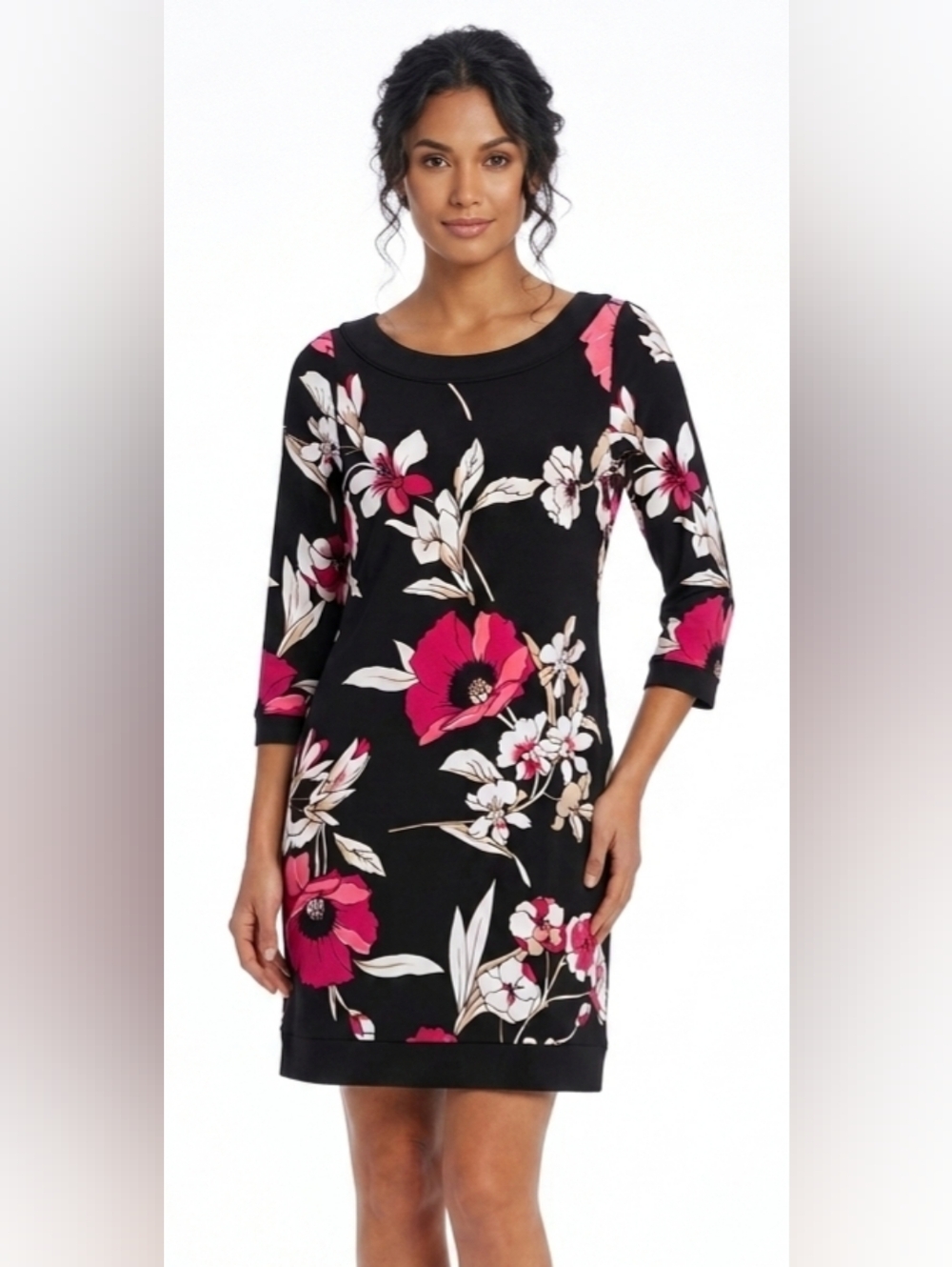 WHBM Black Floral Sheath Dress Size S